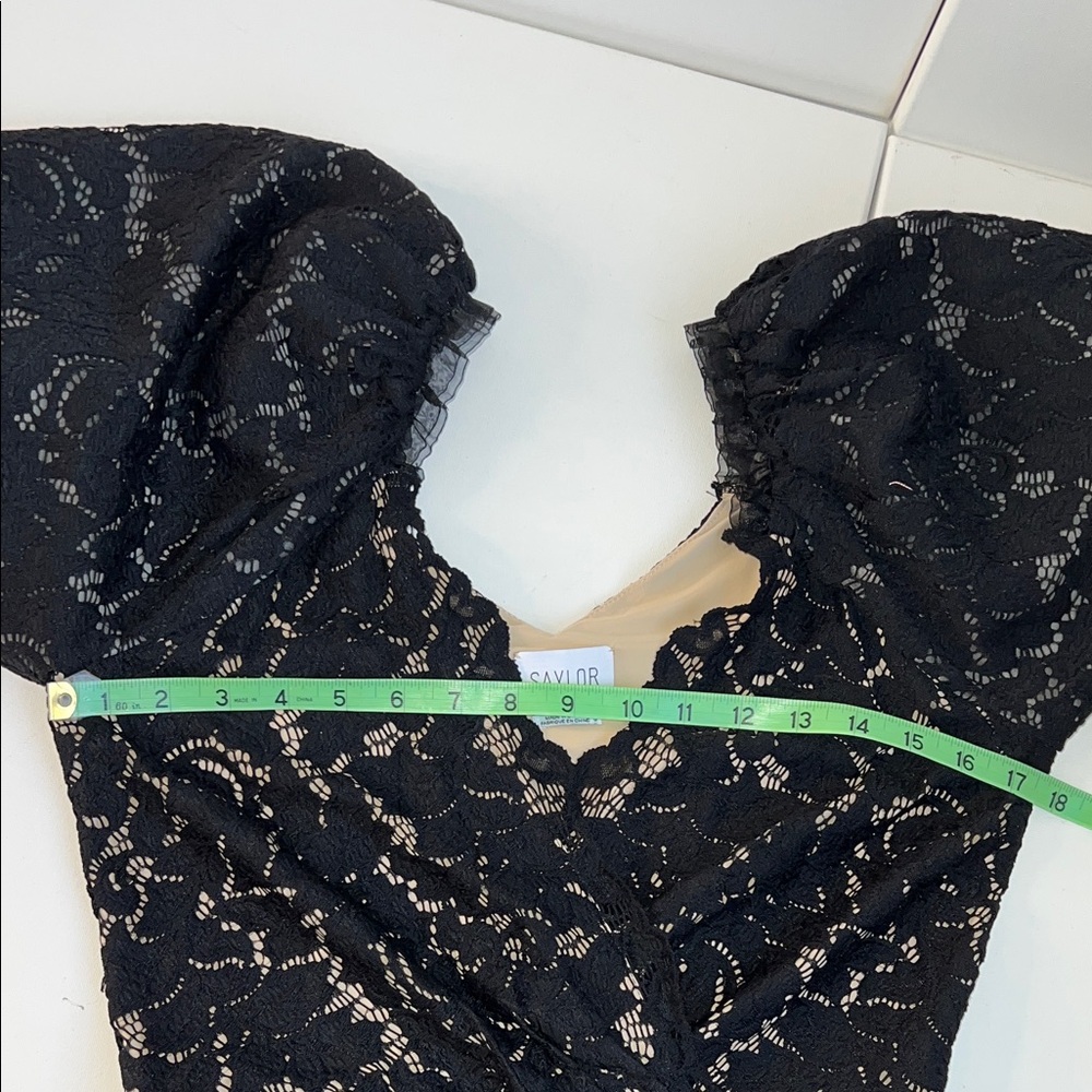 EUC Saylor Balloon Sleeve Black Lace Mini Dress Size Small - Picture 6 of 7